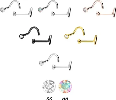 Produktbild von Nasenpiercing, Nasenstecker Titan Nasenstecker Spirale KRISTALL