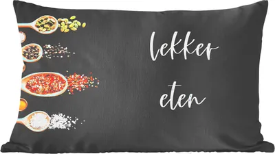 Produktbild von MuchoWow® Zierkissen Sofakissen Wohnzimmer Dekokissen 60x40 cm Zitate - Gewürze - Sprichwörter - Gutes Essen - Kopfkissen - Polster mit Foto