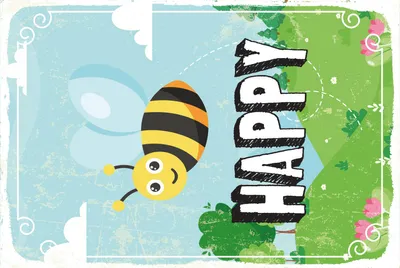 Produktbild von vianmo Blechschild 18x12 cm Happy Biene Wiese