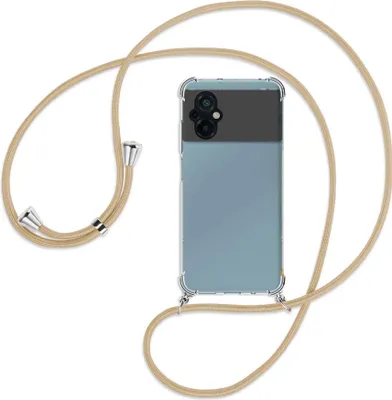 Produktbild von Handykette Backcover-Schutzhülle mit Band (Metall silberfarben) für Xiaomi Poco M5 (6.58'') - caramel