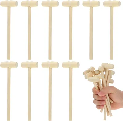 Productafbeelding van 20 stuks mini houten hamer - Hamer - Kloppen - Speelgoed - Hout - Krab - Kreeft - Hamer voor chocolade