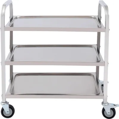 Image de Chariot de service en acier inoxydable - Chariot de cuisine - 3 niveaux - Capacité de charge de 60 kg - 20 kg par tablette - Avec freins - Acier inoxydable 201 poli
