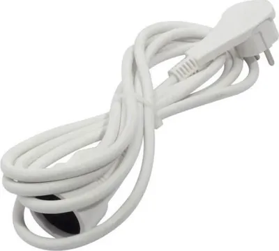 Produktbild von Verlängerungskabel, 3 m, 3x1,5 mm², HO5VVF, Flachstecker, 3500 W, 16 A, Weiß