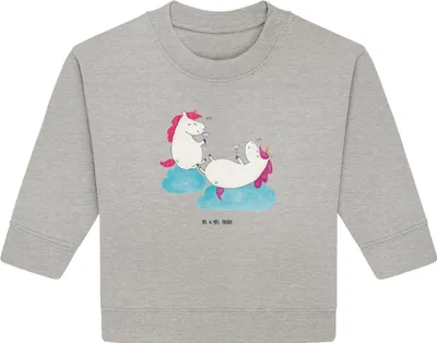 Produktbild von Mr. & Mrs. Panda Organic Baby Pullover Einhorn Sekt 24. - 36. Monat - Heather Grey - Geschenk, Bullover, Unicorn, Spaß, BFF, Party, Beste