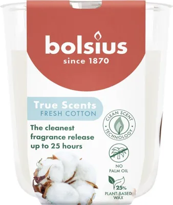 Produktbild von Bolsius Duftkerze im Glas true scents Ø 7,3 x 8 cm fresh Baumwolle