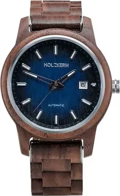Holzkern Herrenuhr Automatik Nightbird Walnuss/Blau 1