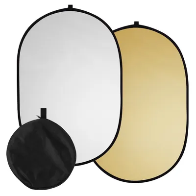 Zdjęcie produktu dla 60 * 90 cm / 24 * 35 cali Reflektor światła fotograficznego 2 w 1 (srebrny, złoty) Składany przenośny do fotografii studyjnej w plenerze z torbą do przenoszenia
