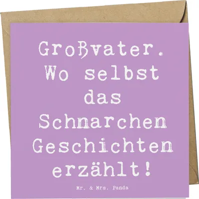Produktbild von Mr. & Mrs. Panda Klappkarte Spruch Großvater Geschichten - Lavendeltraum - Geschenk, Grußkarte, Humor, faltkarte, Dankeschön, Familie, Handarbeit, für, Glückwunschkarte