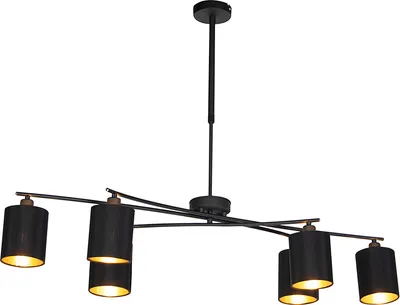 Produktbild von QAZQA - Moderne Hängelampe I Pendellampe I Pendelleuchte schwarz verstellbar 6-flammig – Lofty I Wohnzimmer I Schlafzimmer - Stahl Zylinder I Länglich I Rund - LED geeignet E14