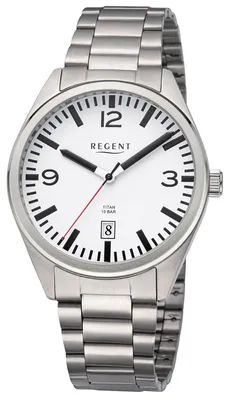 Regent F-1605 Herren-Armbanduhr Titan 10 Bar Weiß 1