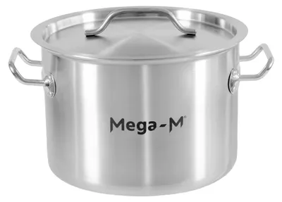 Zdjęcie produktu dla Garnek gastronomiczny niski ze stali nierdzewnej z pokrywką Mega-M Standard 8l 28x13 cm