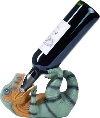 Produktbild von BRUBAKER Držiak na fľašu vína Žíznivý T-Rex - Držiak na fľašu Opitý dinosaurus - Stojan na fľašu Funny - Deco obrázok Zvieratá Ručne maľovaný bar - Vtipná dekorácia - Darček na víno