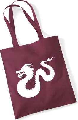 Produktbild von Huuraa Jutebeutel Dragon Silhouette 10 Liter Burgundy Baumwolle Tasche Geschenkidee