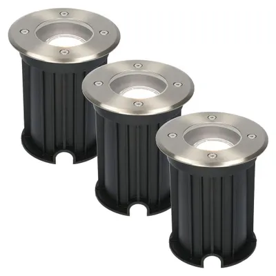 Image de HOFTRONIC - Spot LED au sol 4W GU10 345lm 6500K IP67 inox 3 pièces