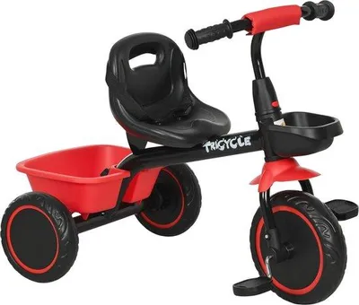 Image de Tricycle pour enfants avec ceinture de sécurité et assise réglable - Sûr et confortable pour les enfants de 2 à 5 ans - Noir et rouge