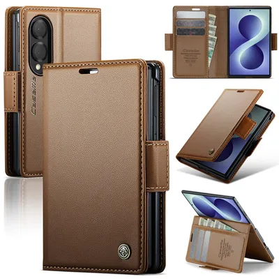 Produktbild von Lederhülle für Samsung Galaxy Z Fold 8 Brieftasche Kartenfach Schutzhülle mit Standfunktion Braun