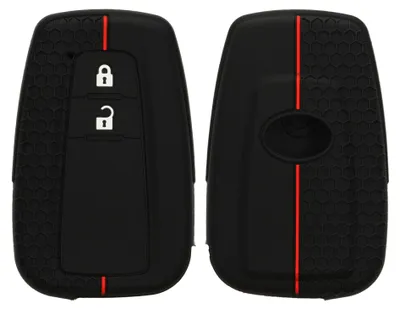 Produktbild von kwmobile Schlüsselhülle für Toyota 2-Tasten Smart Key Autoschlüssel Hülle - Autoschlüssel Schlüssel Hülle aus Silikon - Schlüsseletui in Schwarz Rot