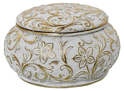 Produktbild von DRW Runde Schmuckschatulle mit goldenem Rersin-Deckel, 12 x 12 x 7 cm