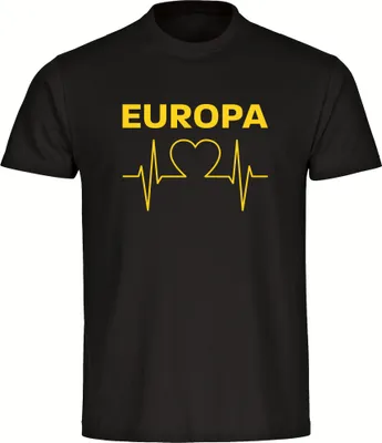 Produktbild von multifanshop Herren T-Shirt - Europa - Herzschlag, schwarz-1, Größe 3XL