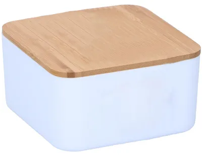 Immagine prodotto di Portagioie con Specchio e Coperchio in Bambù Organizer per Trucco Bianco