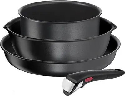 Obrázek produktu pro Sada pánví Tefal Ingenio 2100038720, 4 díly, Odnímatelná rukojeť, Nepřilnavé povrchové úprava, Bez PFOA, Hliník, Černá