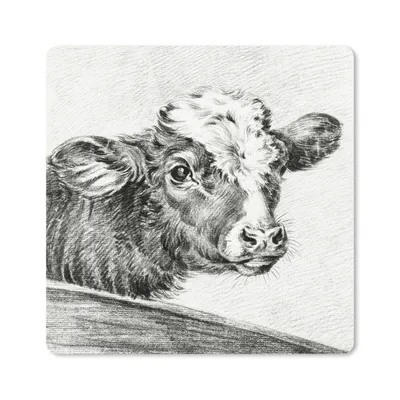 Produktbild von MuchoWow® Mauspad Mousepad Kopf einer Kuh - Gemälde von Jean Bernard 20x20 cm - Mousepads - Maus Mat - Pad - Mausunterlage - Desk Mat - Bureauartikeln
