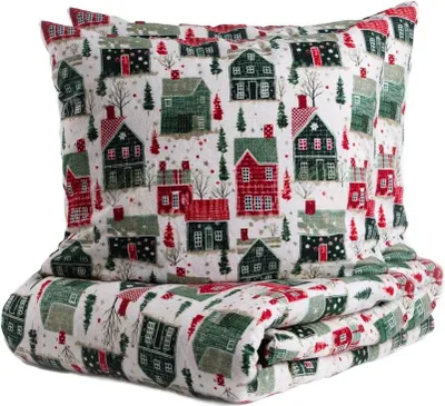 Produktbild von HOMLA GLORA Flanellbettwäsche in Hütten 220x200 + 2*70x80 cm