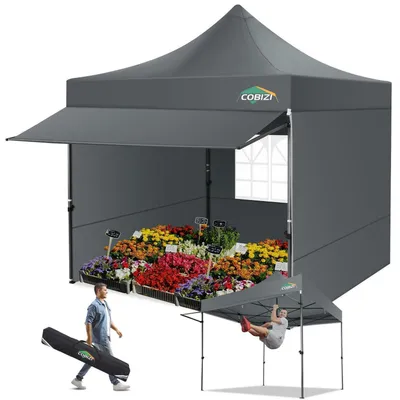 Produktbild von Pavillon 3x3m wasserdicht stabil Winterfest klappbar mit Seitenwänden UV-Schutz Grau