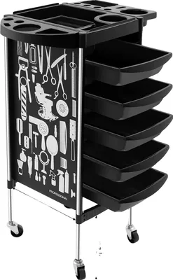 Immagine prodotto di Carrello per parrucchiere, con 5 cassetti, capacità di carico di 80 kg, colore nero