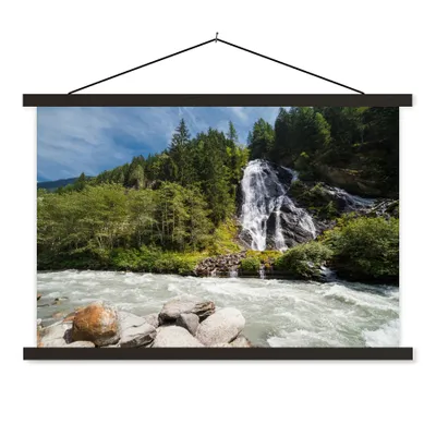 Produktbild von MuchoWow® Textilposter Wasserfall am Großglockner in Österreich 60x40 cm mit schwarzem Rahmen - Hölzernes