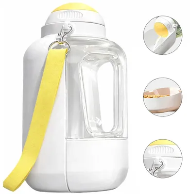 Produktbild von Hundetrinkflasche 3-in-1 32oz – Mit Futterbehälter auslaufsicher | Tragbarer Drehverschluss für Spaziergänge