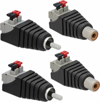 Produktbild von Cinch Buchse + Cinch Stecker RCA >Terminal Block 2 Pin Adapter Druck Klemmen Set[2x Stecker + 2x Buchse]