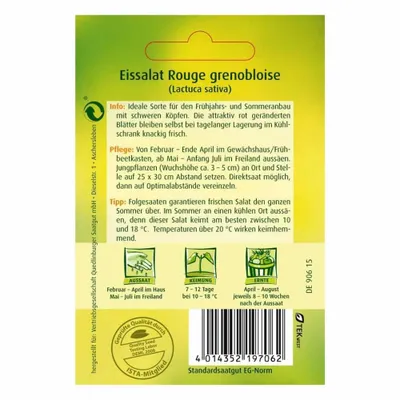 Zdjęcie produktu dla Nasiona Quedlinburger - sałata lodowa rouge grenobloise - nasiona - 488402