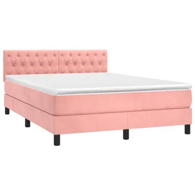 Produktbild von vidaXL Boxspringbett mit Matratze Rosa 140x200 cm Samt