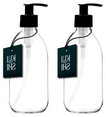 Produktbild von Transparente Glas-Seifenspender mit Pumpe [300ml, 2er-Pack]