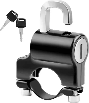 Produktbild von Tragbares Mini-Helmschloss Anti-Diebstahl-Sicherheitsschloss Ganzmetall mit 2 Schluesseln fuer 22-24 mm Lenker Fahrrad Motorrad Elektroroller