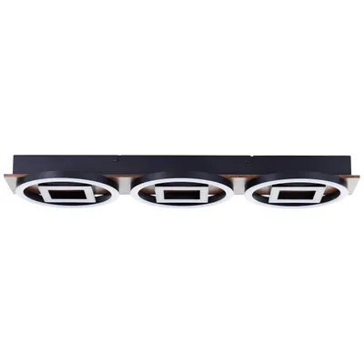 Produktbild von BRILLIANT schwarze LED Deckenleuchte MAUREEN |  88x28cm | 36W 3900 lm 3000K | 3-Stufen-Dimmer über Wandschalter | Metall/Holz