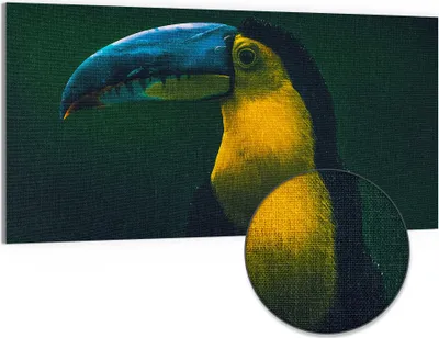 Produktbild von DEQORI Hybrid Leinwand Bild 100x50 cm 'Dschungelbewohner' Wandbild Glas flach modern