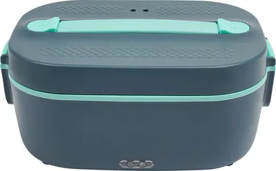 Produktbild von Tragbare elektrische Lunchbox - Heizbare Brotdose 1,5 l - Edelstahl 80 W - Auto 12–24 V & 220 V Steckdose - Mit Besteck und Tasche - Blau