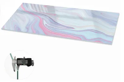 Produktbild von Glas Tischplatte 125x50 cm – Tischauflage aus gehärtetem Glas – Glasplatte für Esstisch – Küchentischplatte aus Glas – Tischschutz Glas modern – Dekorative Glasplatte – Pflegeleichte Glastischplatte – Sicherheitsglas Tischplatte – Pastellwellen, KI-generiertes Bild