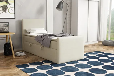 Produktbild von FEDVE Boxspringbett Schlafzimmerbett LAUTARO mit Bettkästen, Doppelbett mit Bonell-Matratze und Topper 100x200