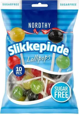 Produktbild von Nordthy Slikkepinde Lollipops zuckerfrei 10er