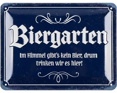 Produktbild von LANOLU retro Blechschild Biergarten-Deko-Schild fürs Zuhause und die Bar, lustiges Bier Schild als Geschenk für Männer 15x20 cm