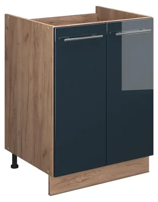 Zdjęcie produktu dla Szafka pod zlew Vicco Fame-Line Ciemnoniebieski wysoki połysk/Dąb goldkraft 60 cm, Model 65241