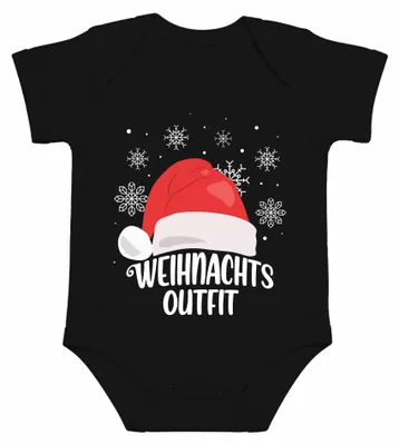 Productafbeelding van Kerstoutfit met kerstmanmotief, voor baby's, zwart, maat 6/12 maanden