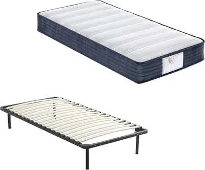 Zdjęcie produktu dla Materac piankowy DEWINNER + stelaż listwowy na nóżkach - 4 nóżki w zestawie (zestaw 90x190, 22)