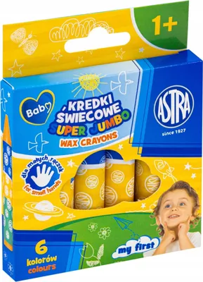 Zdjęcie produktu dla Kredki świecowe okrągłe Super Jumbo Astra 6 kolorów