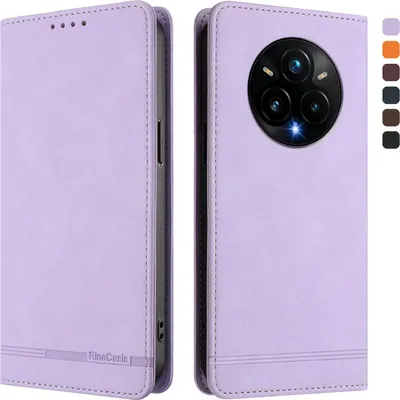 Immagine prodotto di Custodia per Realme 14 Pro+ 5G, retro custodia flip in Finto cuoio con supporto e slot per carte Purple