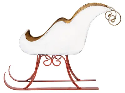 Imagen del producto de Clayre & Eef, figura decorativa de trineo, 37x15x28 cm, color blanco, metal