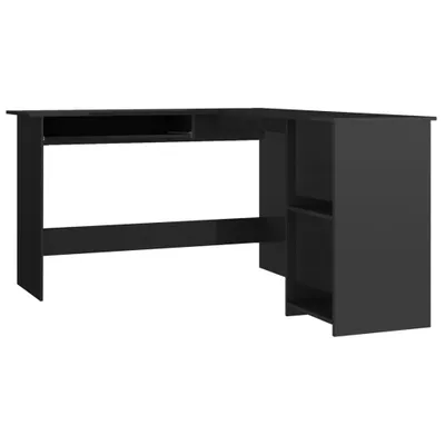 Produktbild von vidaXL Eckschreibtisch in L-Form Hochglanz-Schwarz 120×140×75 cm